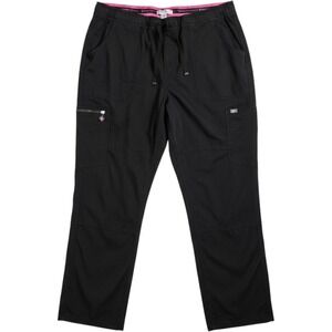 Koi Lite Peace Cargo Scrub Pants Slim Fit Black Medical Workwear 2X Regular